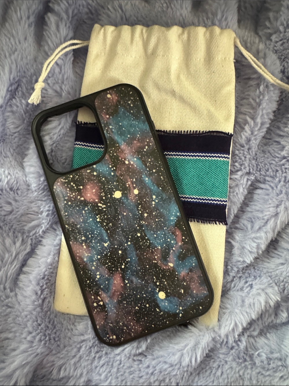 Carved - Galaxy Nebula Black Phone Case with Blue & Pink Accents - One of a Kind